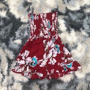 Floral red romper from boutique.